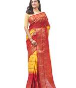 yellow Handloom Taant Pure Cotton Saree Without Blouse Piece