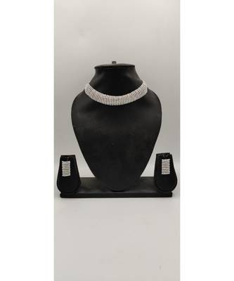 Silver Plated Diamond Stone Necklace Sets 1