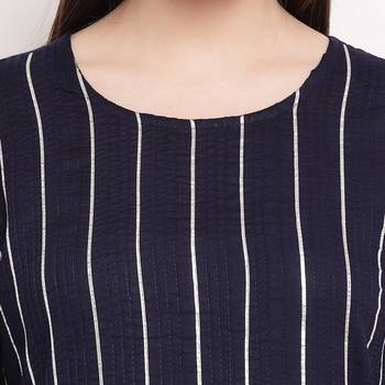 women's striped straight rayon blue kurti with sharara set 5