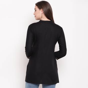 women's embroidered short rayon black tunic 2
