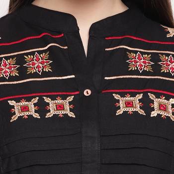 women's embroidered short rayon black tunic 4