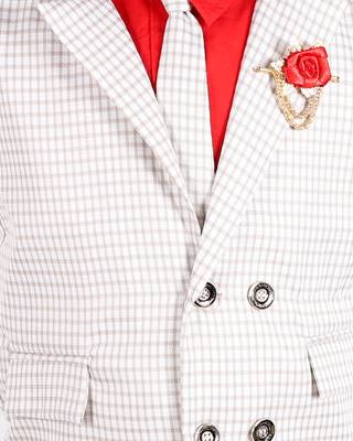 Red printed cotton silk boys-suit 4