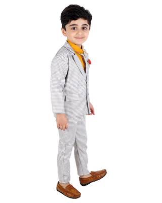 Yellow printed cotton silk boys-suit 2