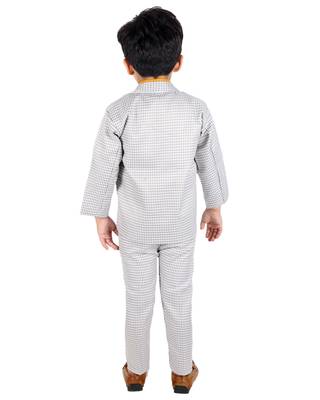Yellow printed cotton silk boys-suit 5
