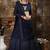 Navy-Blue Embroidered Georgette Semi Stitched Lehenga