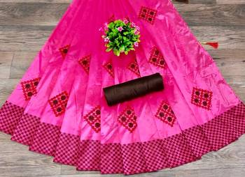 Women Pink Embroidered Silk Blend Saree With Blouse 1