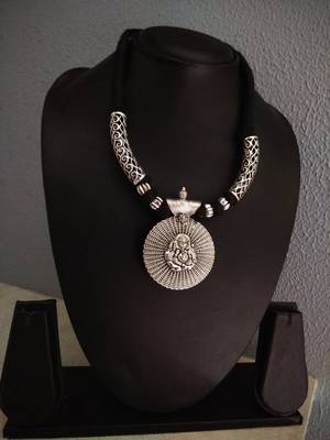 Black Tassle Ganpati Pendant Necklace 1
