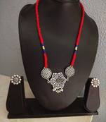 Red Tassle Floral Pendant Necklace