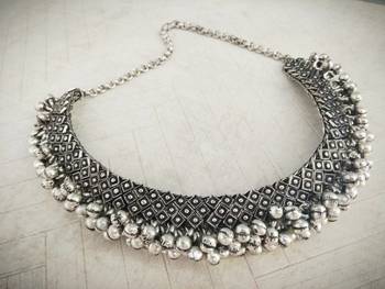 German Silver Antique Finish Stylish Contemporary Choker 1
