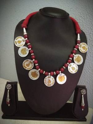 Tribal Beaded Coin Necklace 1