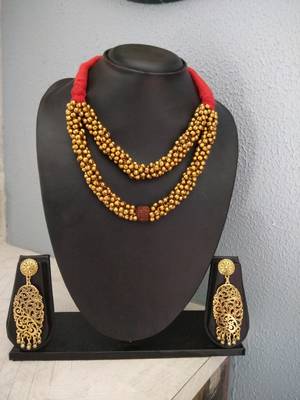 Red Tassle Rudraksh Banjara Necklace Set 1