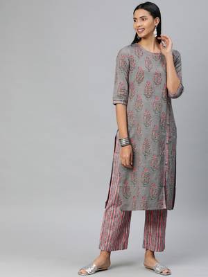 Grey printed khadi salwar 1