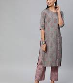 Grey printed khadi salwar