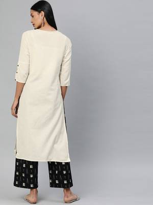 Off-white embroidered khadi salwar 3