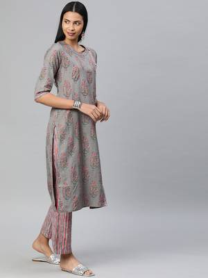 Grey printed khadi salwar 2