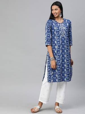 Navy-blue embroidered cotton salwar 1