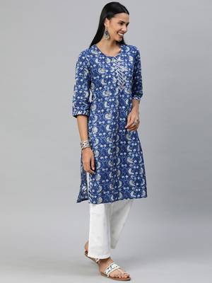 Navy-blue embroidered cotton salwar 2
