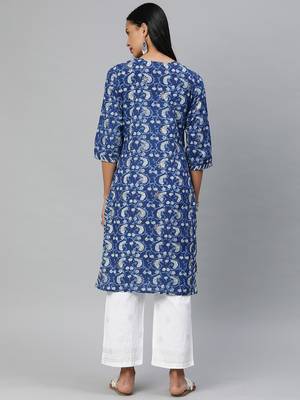 Navy-blue embroidered cotton salwar 3