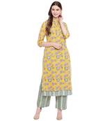 Yellow printed cotton salwar