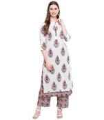 White printed cotton salwar