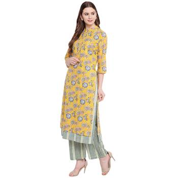Yellow printed cotton salwar 2