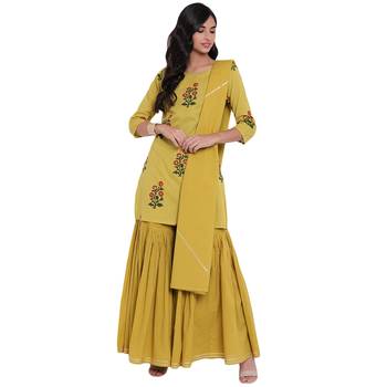 Yellow printed cotton salwar 1