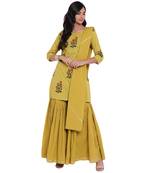 Yellow printed cotton salwar