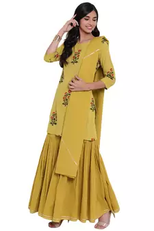 Yellow printed cotton salwar