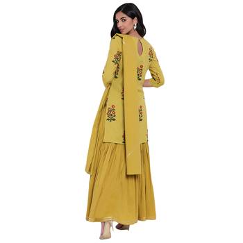 Yellow printed cotton salwar 3