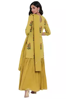 Yellow printed cotton salwar