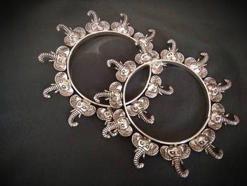 Tribal Elephant Charm Bangle Pair 1