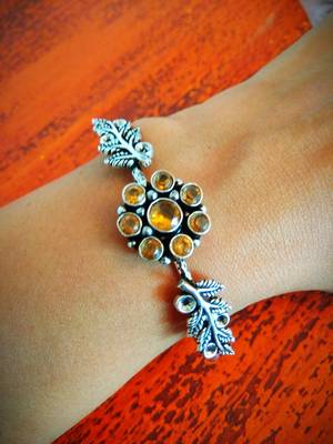 Binnis'S German Silver Amber Kundan Bracelet 1