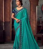 Green Poly Silk Heavy Embroidered Work Designer Saree