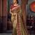 Olive Poly Silk Heavy Embroidered Work Designer Saree