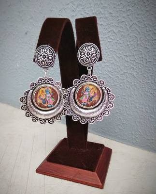 Radha Krishna Photo Frame Earring Design 1