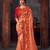 Orange Poly Silk Heavy Embroidered Work Designer Saree