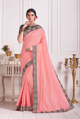 Pink Poly Silk Embroidered Fancy Designer Saree 1