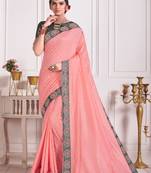 Pink Poly Silk Embroidered Fancy Designer Saree