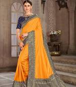 Yellow Poly Silk Jacqard Pallu Fancy Designer Saree