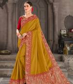 Mustard Poly Silk Jacqard Pallu Fancy Designer Saree