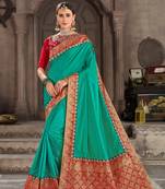 Green Poly Silk Jacqard Pallu Fancy Designer Saree