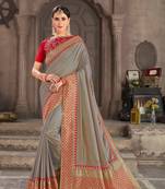 Beige Poly Silk Jacqard Pallu Fancy Designer Saree
