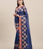 Blue Poly Silk Embroidered Fancy Designer Saree