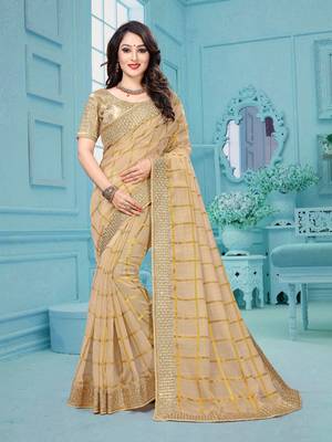 Gold Jute Silk Heavy Embroidered Work Fancy Designer Saree 1