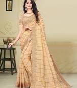 Gold Jute Silk Heavy Embroidered Work Fancy Designer Saree