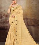 Gold Jute Silk Heavy Embroidered Work Fancy Designer Saree