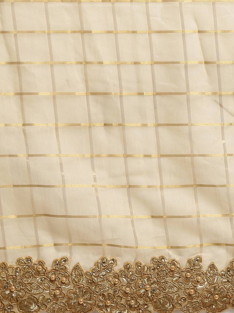 Gold Jute Silk Heavy Embroidered Work Fancy Designer Saree