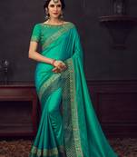 Green Poly Silk Heavy Embroidered Work Designer Saree