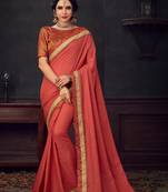 Maroon Poly Silk Heavy Embroidered Work Designer Saree