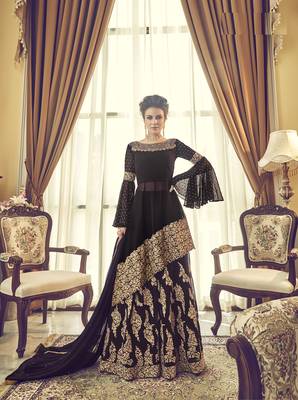 Black multi resham work georgette salwar 1